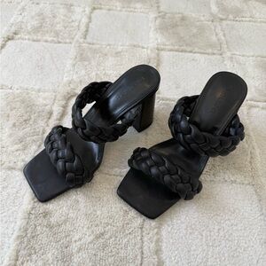 Elegant Black Braided Women's Heels